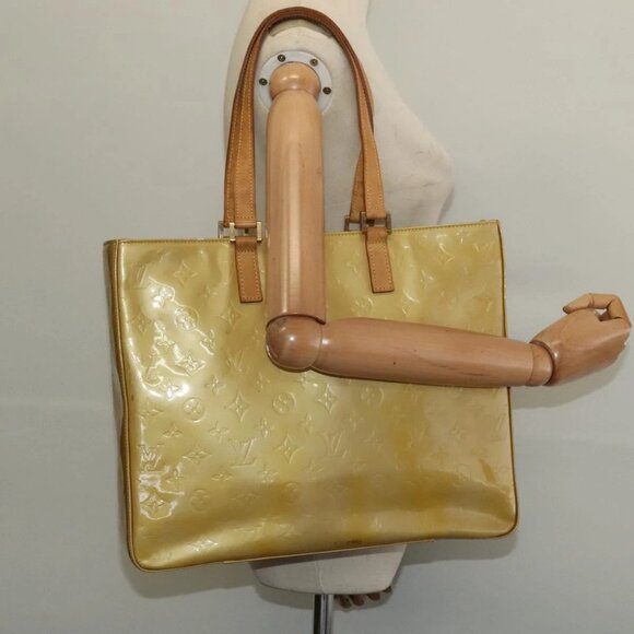 LOUIS VUITTON Monogram Vernis Columbus Tote Bag Beige M91023 LV Auth hk2890 - Picture 1 of 16